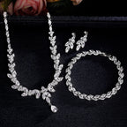 Envy NYC Brilliant Zirconia Leaf Necklace, Earrings & Bracelet Set — construction detail