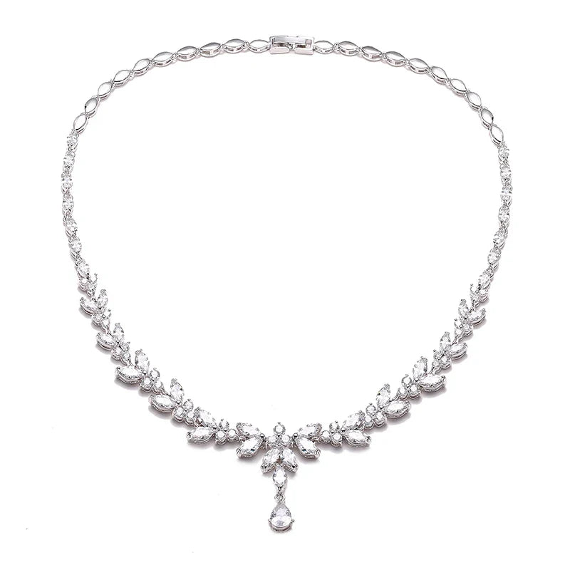 Envy NYC Brilliant Zirconia Leaf Necklace, Earrings & Bracelet Set — detail shot 10