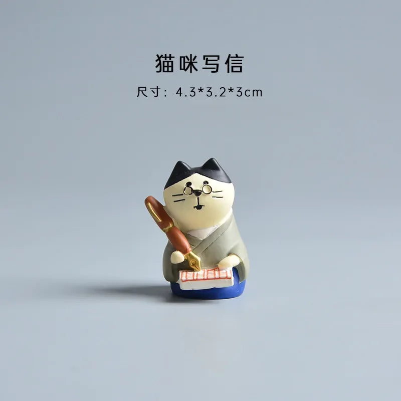 Perfecsy ZAKKA Miniatures Study Bookcase Home Decor Cute Cartoon Cat Retro Desk Gramophone Ornament Crafts Dollhouse Accessor