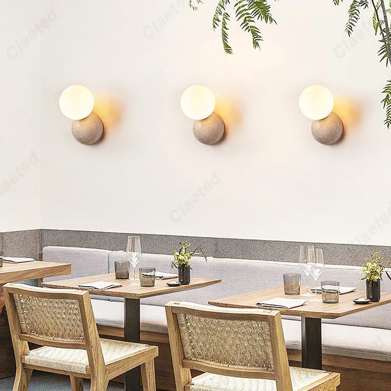 Creative Retro LED Cream Wind Tunnel Stone Lamp Living Room Background Wall Corridor Bedroom Bedside Lighting