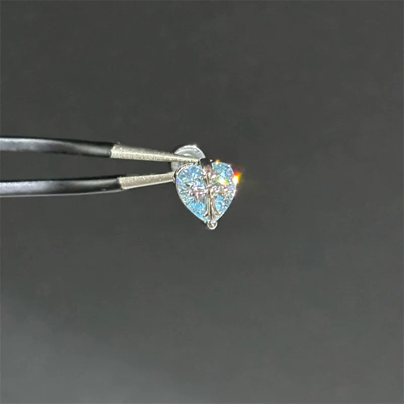 MyClosetAid New Fashion Love Wings Cross Stainless Steel Ear Bone Nail Shiny Zircon Trendy Thread Earring for Women Body Pier