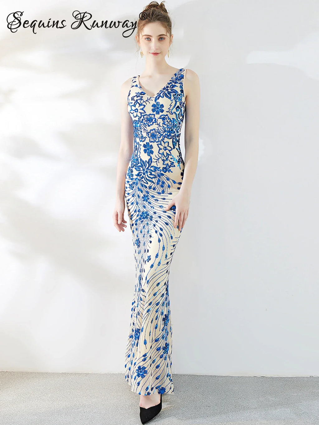 Envy NYC Envy NYC Maxi Sequin Party Dress — lifestyle worn / used context