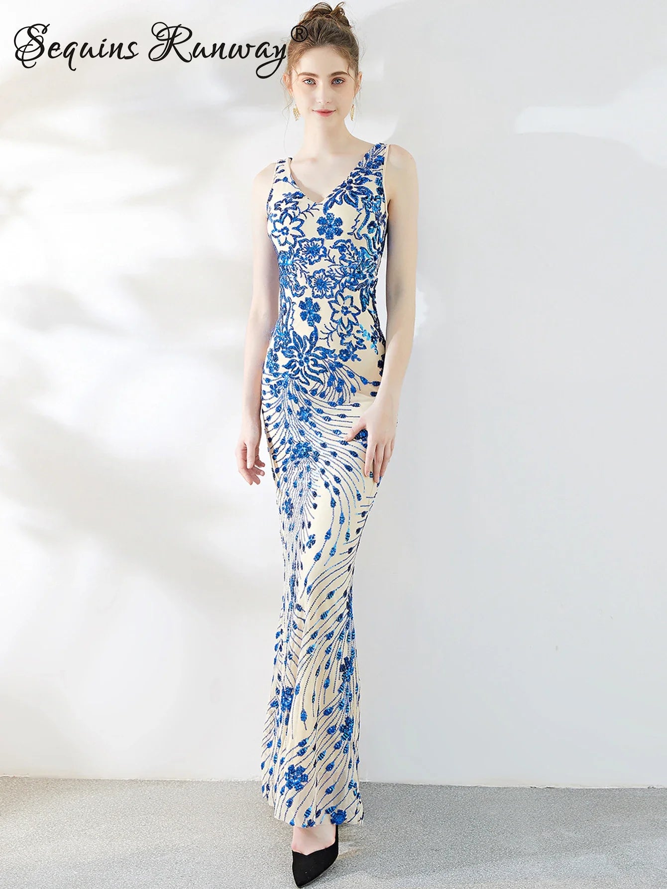 Envy NYC Envy NYC Maxi Sequin Party Dress — lifestyle worn / used context