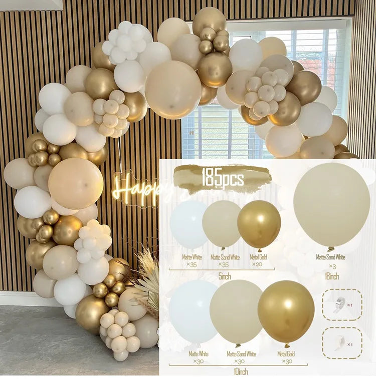 Perfecsy Sand White Balloon Garland Arch Kit Happy Birthday Party Decoration Kids Baby Shower Globos Wedding Birthday Party L