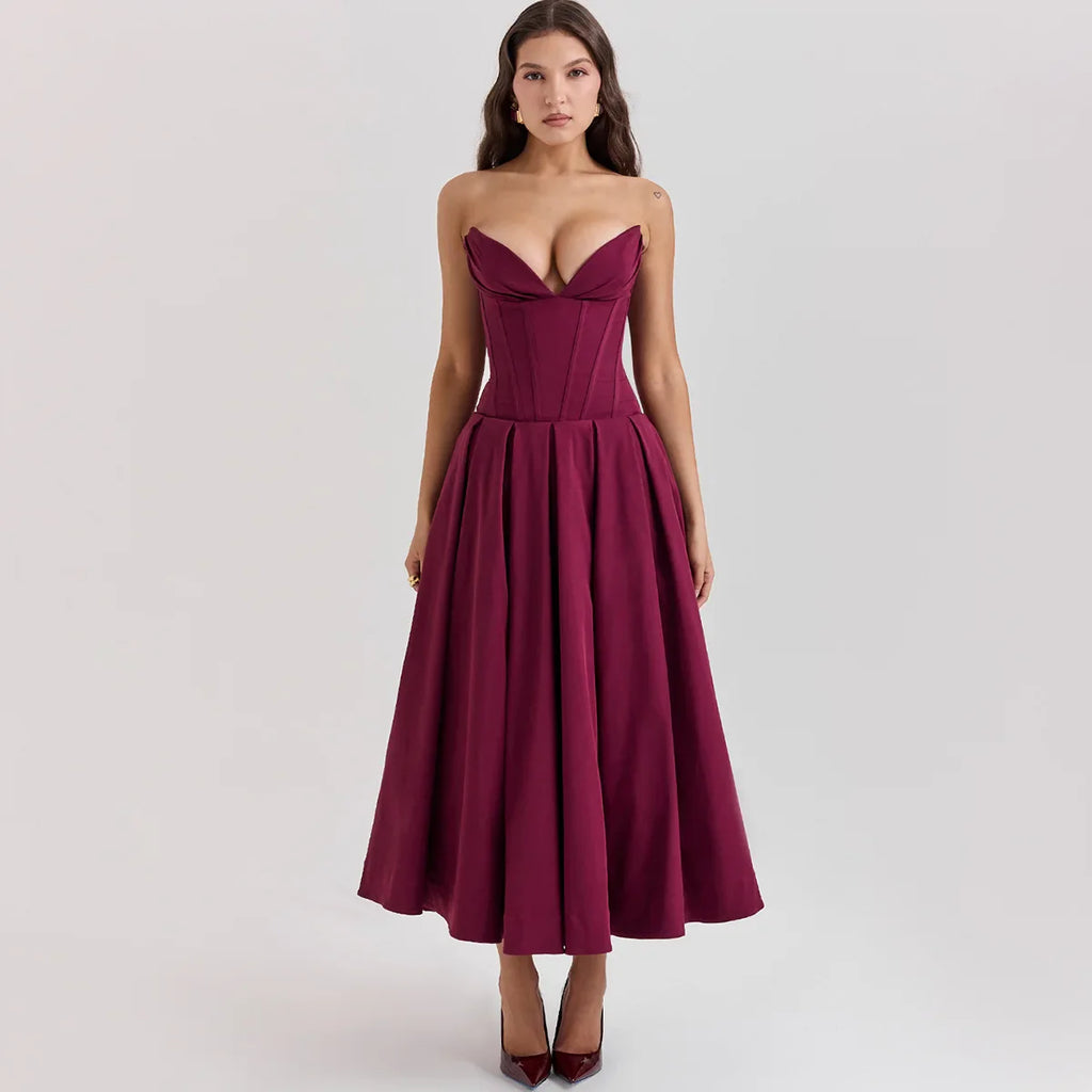Envy NYC Envy NYC Black Elegant Corset MIDI Dress — detail shot 8
