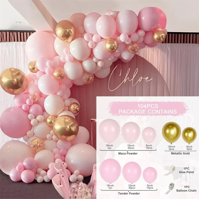 Perfecsy Pink Gold Balloon Garland Arch Kit Birthday Party Decor Kids Girl Wedding Birthday Party Baloon Supplies Baby Shower