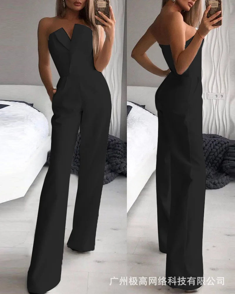 Envy NYC Envy NYC Wide Leg Strapless Jumpsuit — construction detail