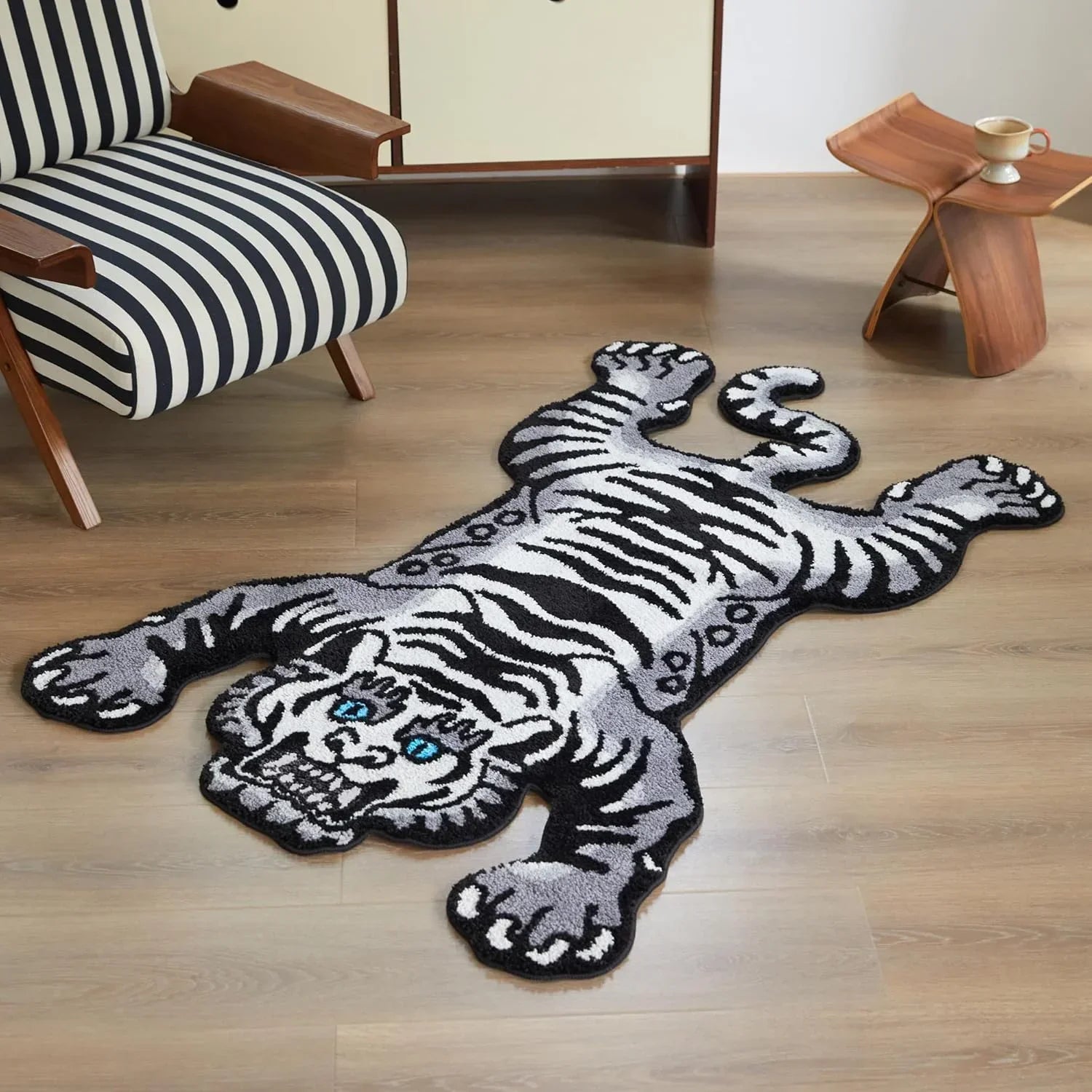 Perfecsy VIKAMA Tiger Sleeping Tiger Faux Cashmere Decorative Carpet Is Soft And Comfortable For Bedroom, Bedside And Home De