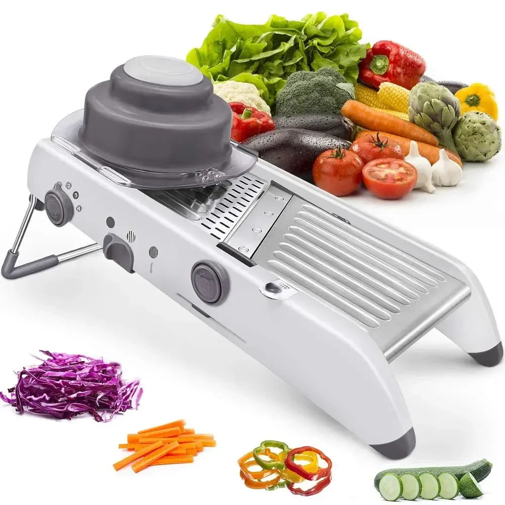 Adjustable Stainless Steel Mandoline Slicer, Vegetable Julienner, Grater, Onion, Potato, Cutter, 18 Types