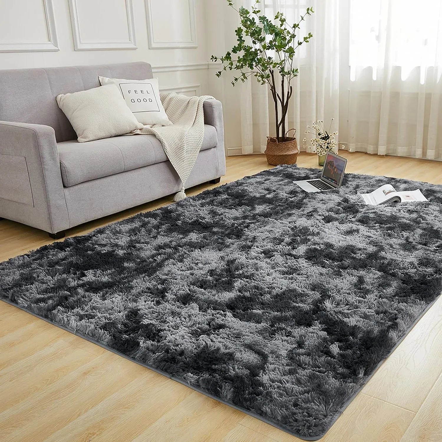 Perfecsy VIKAMA Minimalist Shaggy Living Room Rug, Soft and Fluffy Area Rug, Bedroom Dormitory Children's Room Carpet, Home D