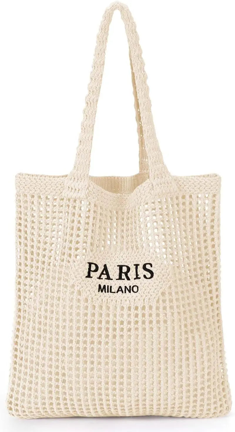 Crochet Tote Bag Women Mesh Beach Knit Summer Aesthetic Boho