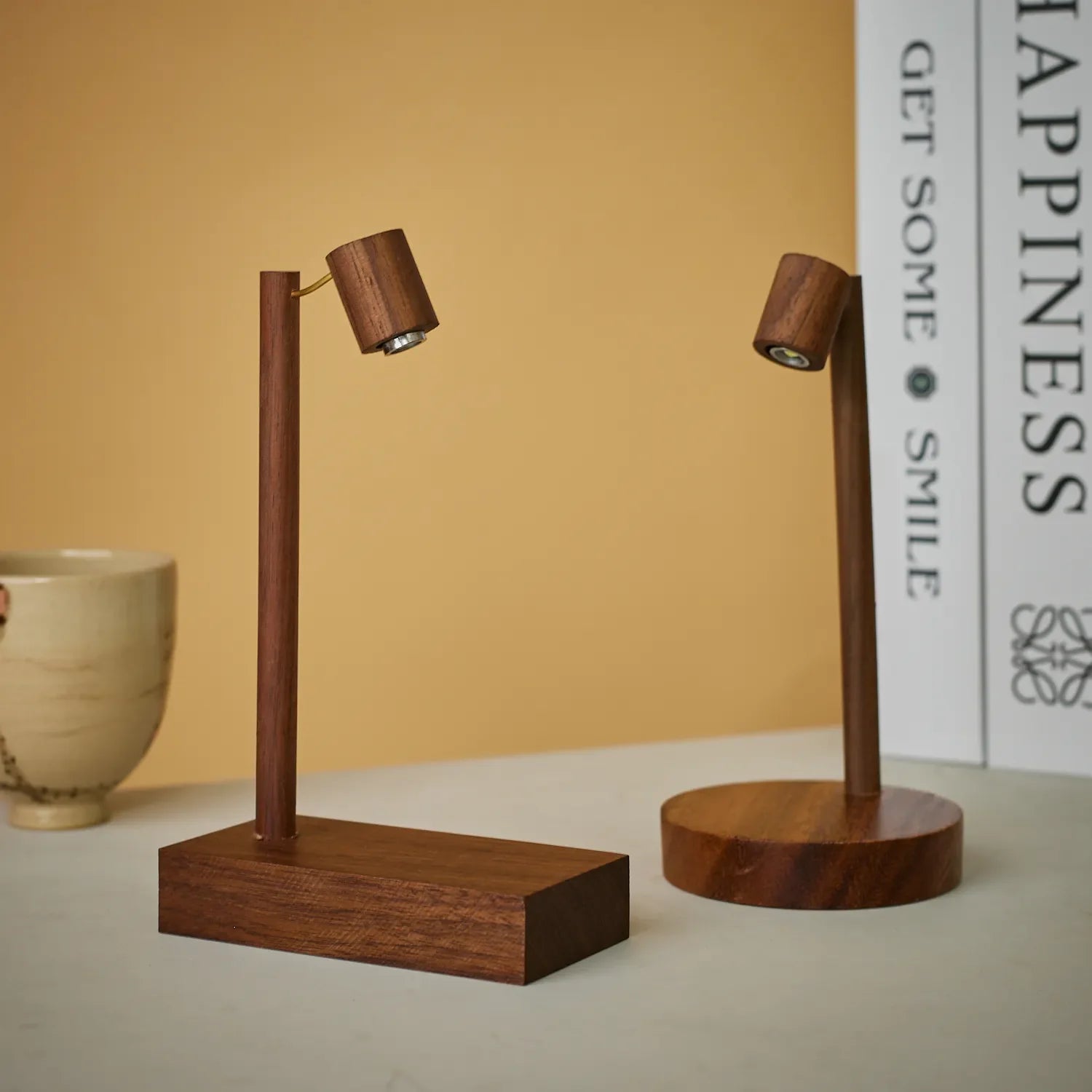 Perfecsy Wooden Table Lamp Retro Night Light with Rotary Switch LED Eye Protection Bedside Lamp Desktop Decorative Lights — l