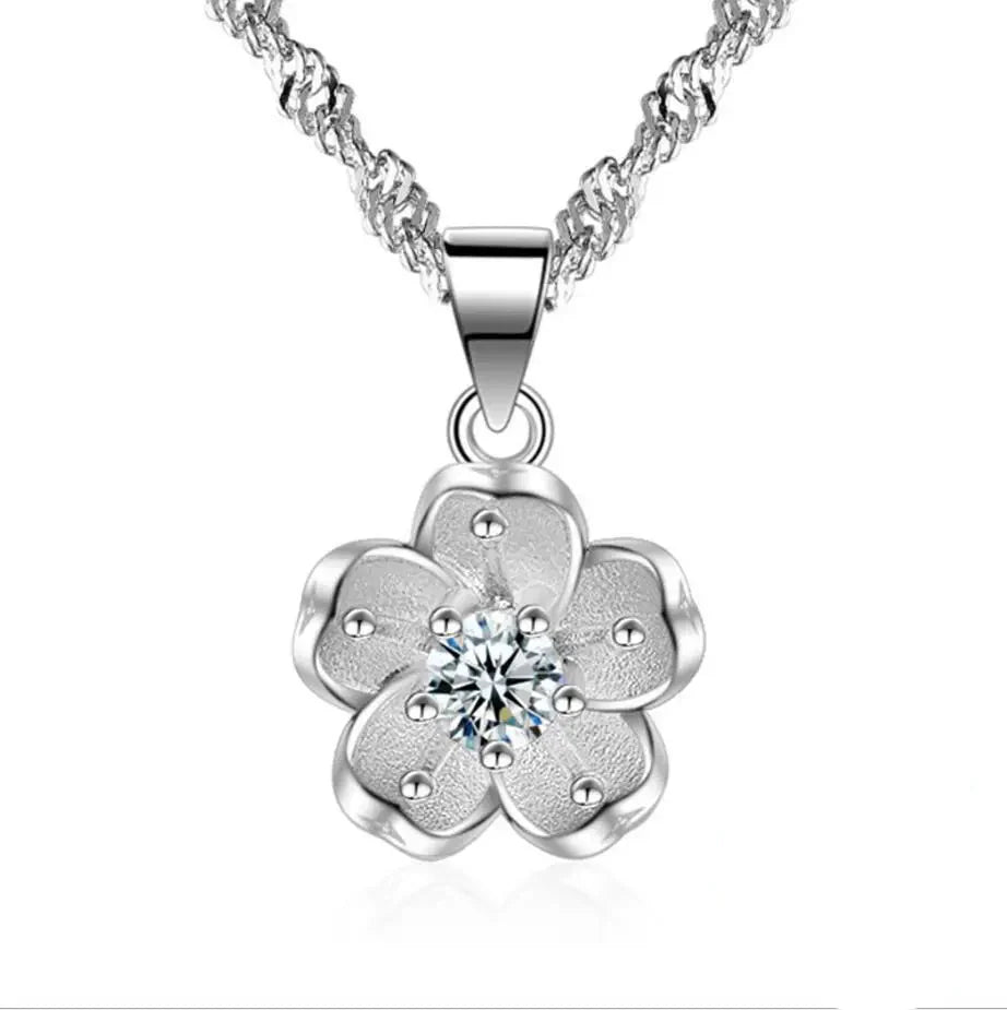 SORI STYLE 925 Sterling Silver Cherry Blossom Pendant Necklace — main product shot