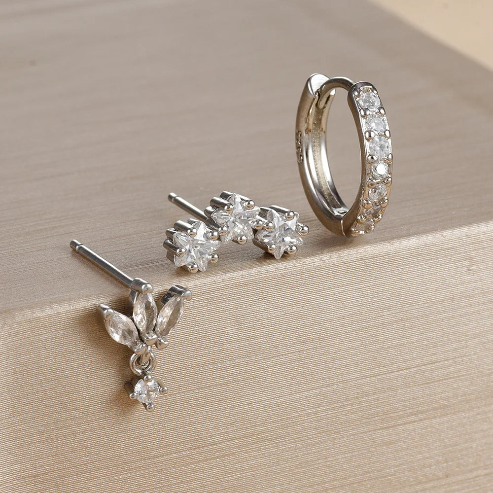 SORI STYLE 3PCS Star Zircon Hoop Huggie Earrings — comparison shot