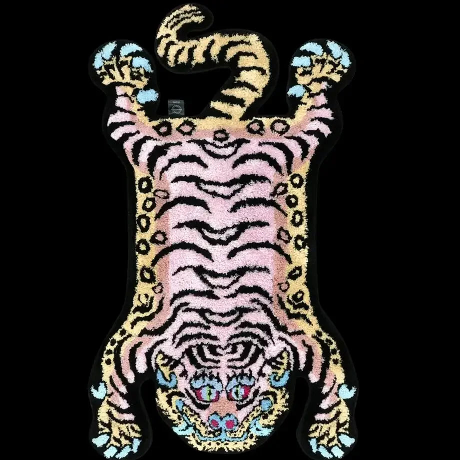 Perfecsy VIKAMA Tiger-Patterned Carpet, Soft Imitation Cashmere Carpet, Warm Bedroom Bedside Rug, Living Room Floor Mat, Home
