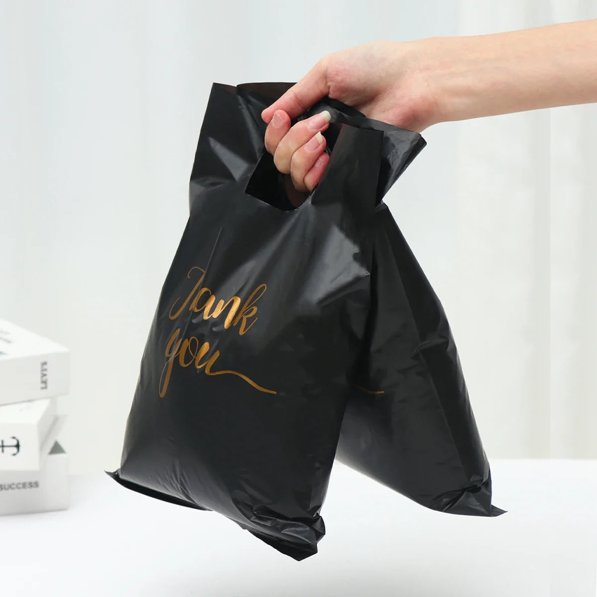 Perfecsy 100pcs Thank You Bag Gift Plastic Shopping Bag Tote Bag 20*30cm Gitf Bag Birthday Wedding Party Favors Candy Cookie 