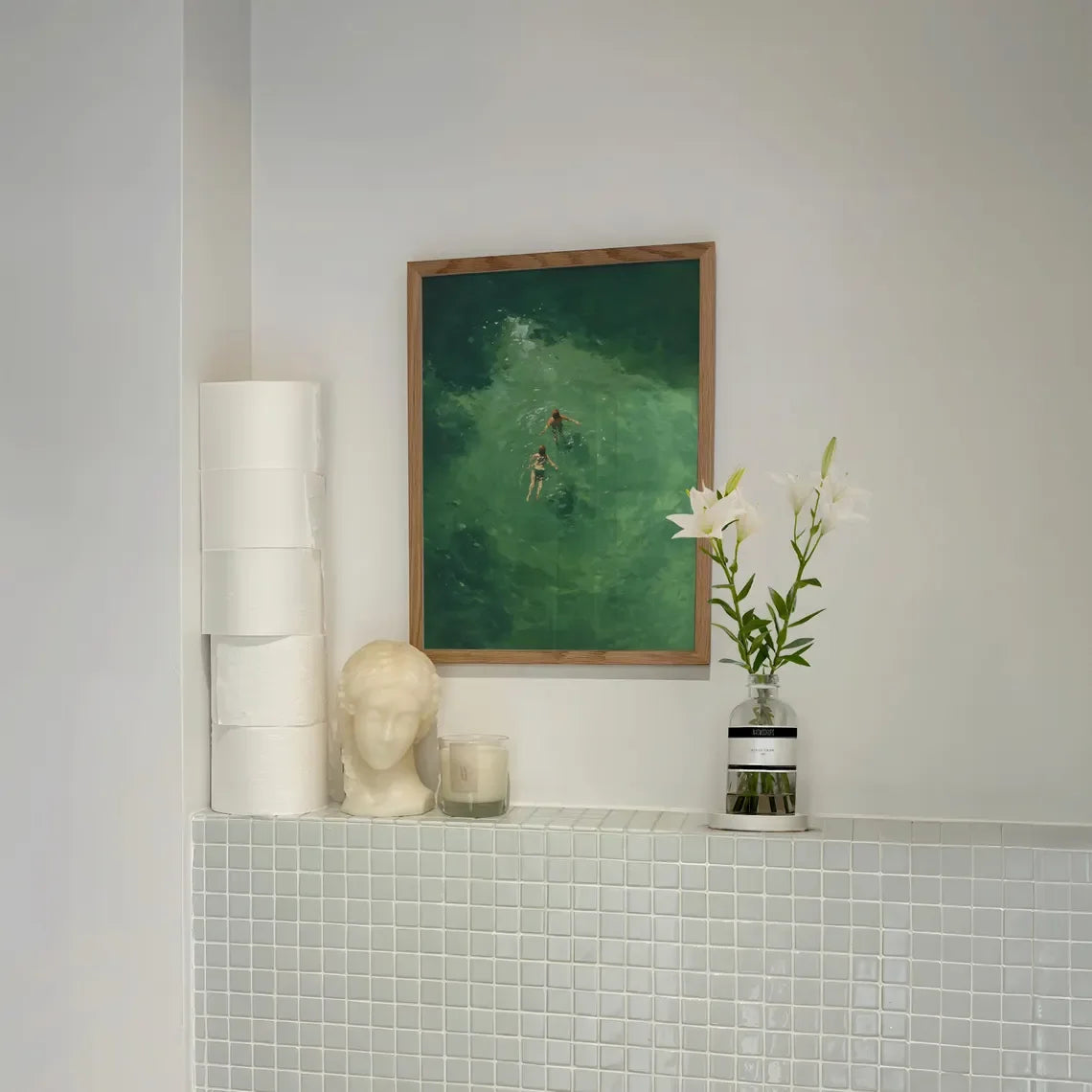 Perfecsy Swimming in Green Abstract Print | Vintage Retro Wall Art | Minimalist Green Holiday Decor | Digital Art Gift | Inst