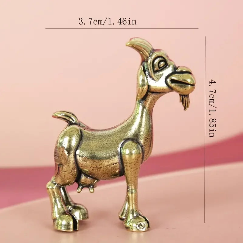 Perfecsy Vintage Brass Goat Statue - Intricate Retro Animal Sculpture for Home & Office Decor, Ideal for Collectors, Living R