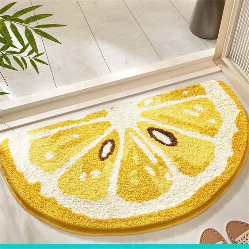 Perfecsy VIKAMA Little Fresh Fruit Special Imitation Cashmere Carpet Warm Machine Washable Bathroom Door Carpet Porch Mat Hom