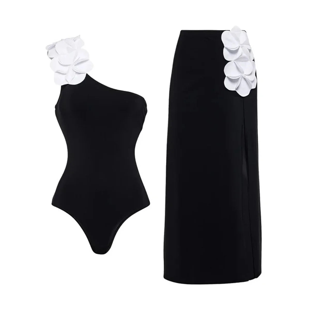 Women's 2 Piece Laser Flower Bandeau Bikini Set Push Up Swimsuit