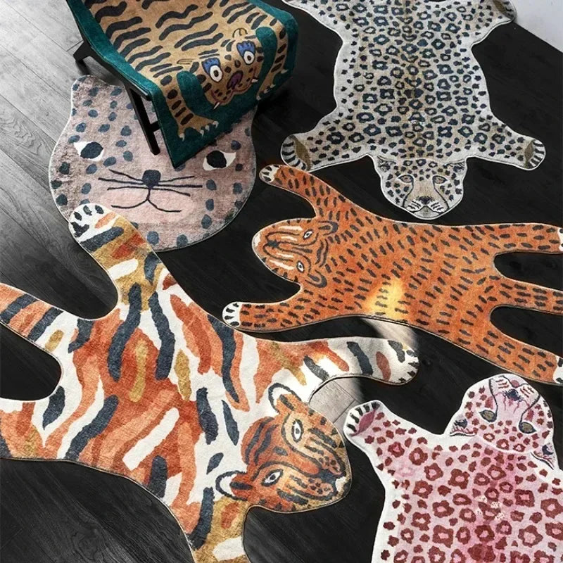 Perfecsy VIKAMA Cartoon Leopard Carpet For Cooling And Warmth, Home Decoration, Bedroom Plush Floor Mat, Living Room Rest Are