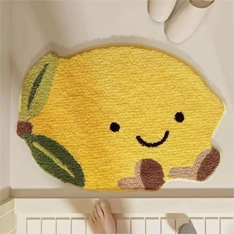 Perfecsy VIKAMA Little Fresh Fruit Special Imitation Cashmere Carpet Warm Machine Washable Bathroom Door Carpet Porch Mat Hom