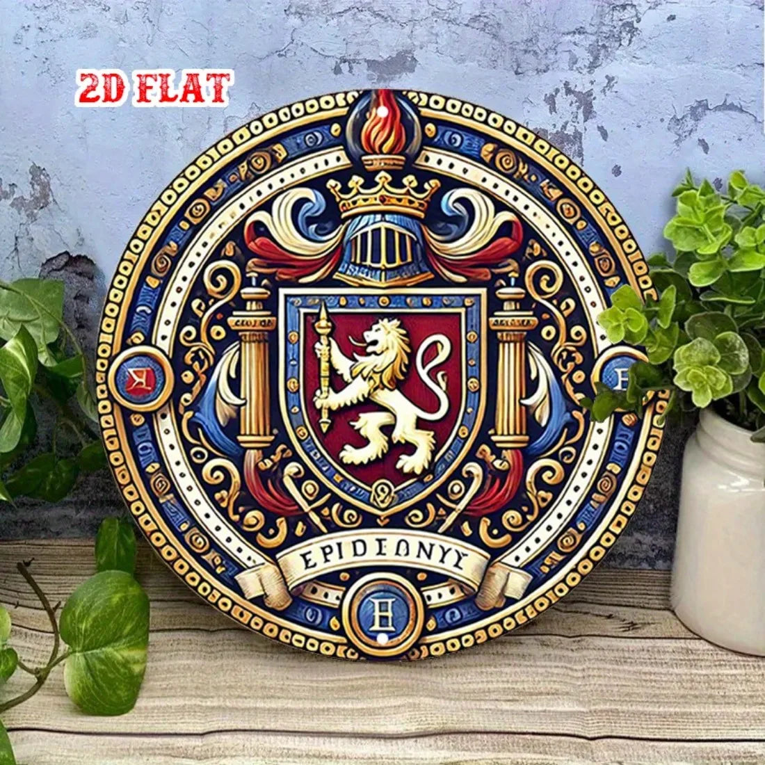 Perfecsy Vintage Lion Crest Metal Wall Plaque, 2D Aluminum Royal Emblem Sign for Home Garage Cafe Office Decor — lifestyle co