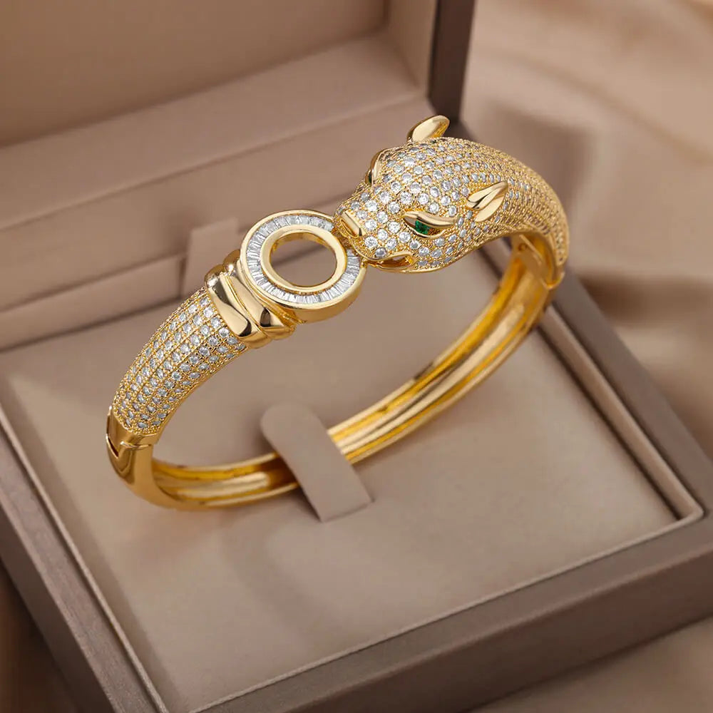 Envy NYC Envy NYC Cubic Zirconia Leopard Bangle Bracelet — main product shot