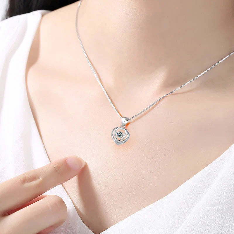 SORI STYLE 925 Sterling Silver Heart Pendant Necklace for Women — back view