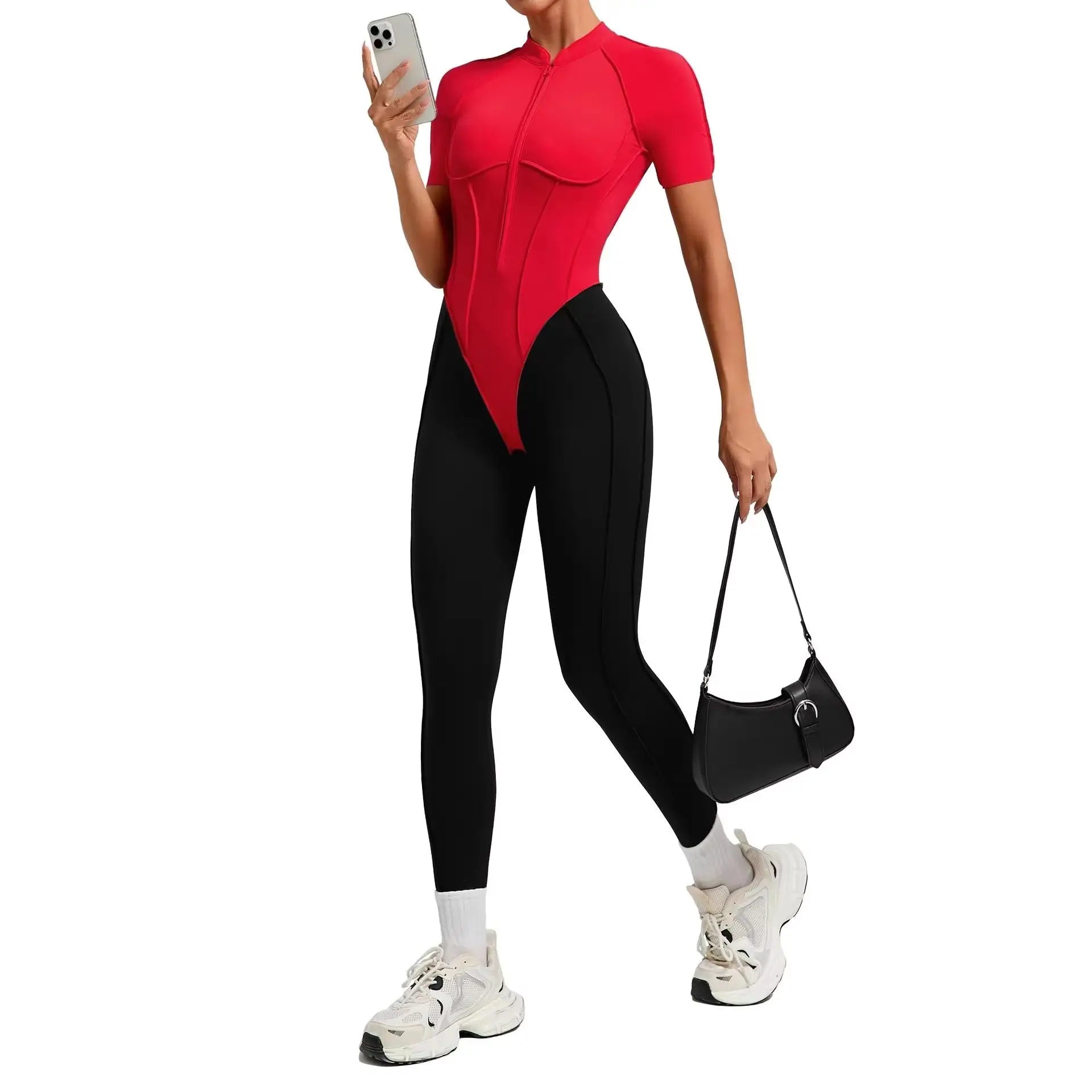 Women's One Piece Yoga Jumpsuit Short Sleeve Push Up Training Bodysuit