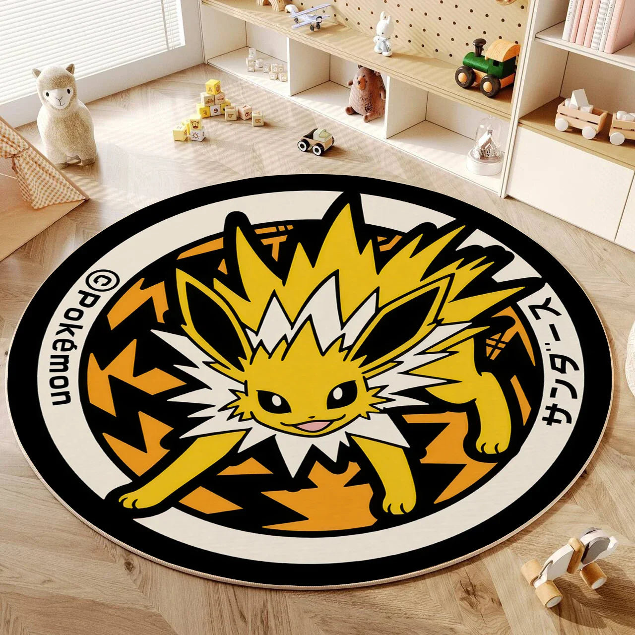 VIKAMA Cartoon Round Carpet Gaming Computer Chair Floor Mat Girly Room Mat Bedroom Carpet Stain Resistant Home Decoration