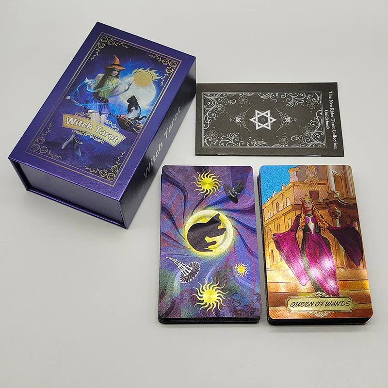 New Pattern Gold Foil Tarot Cards Witch Divine Predictive Board Game Waterproof Mystery Deck For Beginners And Collectors