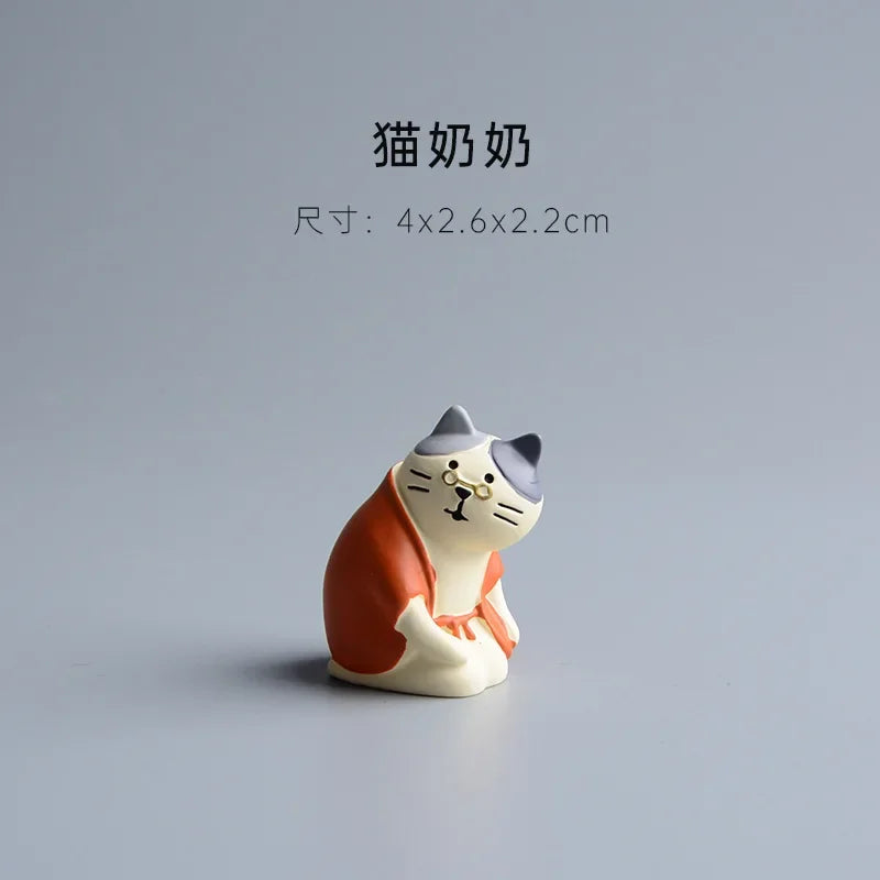 Perfecsy ZAKKA Miniatures Study Bookcase Home Decor Cute Cartoon Cat Retro Desk Gramophone Ornament Crafts Dollhouse Accessor