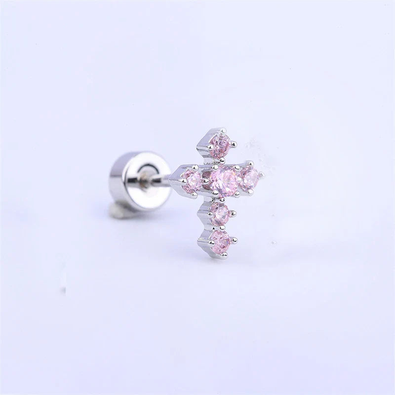 MyClosetAid 1PCS Delicate Blue Pink Zircon Butterfly 316L Stainless Steel Ear bone nail Y2K Hottie Cute Earring for Women Coc