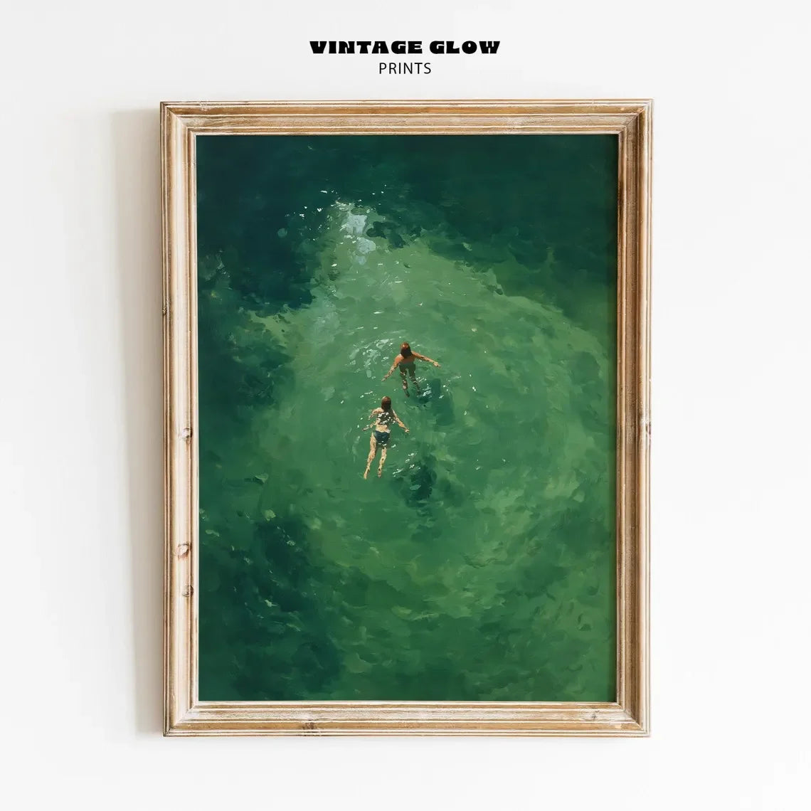 Perfecsy Swimming in Green Abstract Print | Vintage Retro Wall Art | Minimalist Green Holiday Decor | Digital Art Gift | Inst