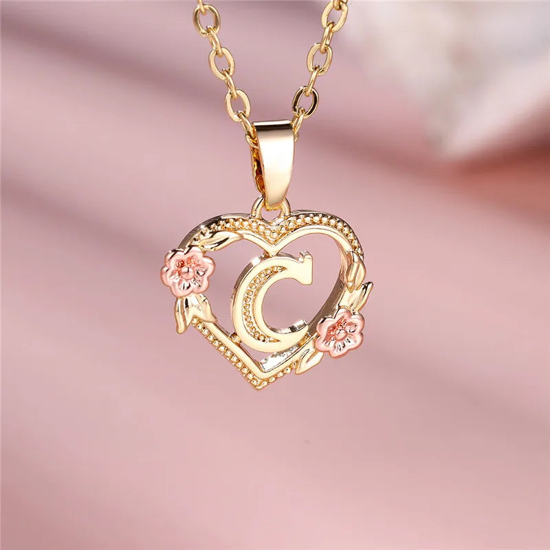 MyClosetAid Female A-Z Letter Flower Pendant Necklace — feature highlight