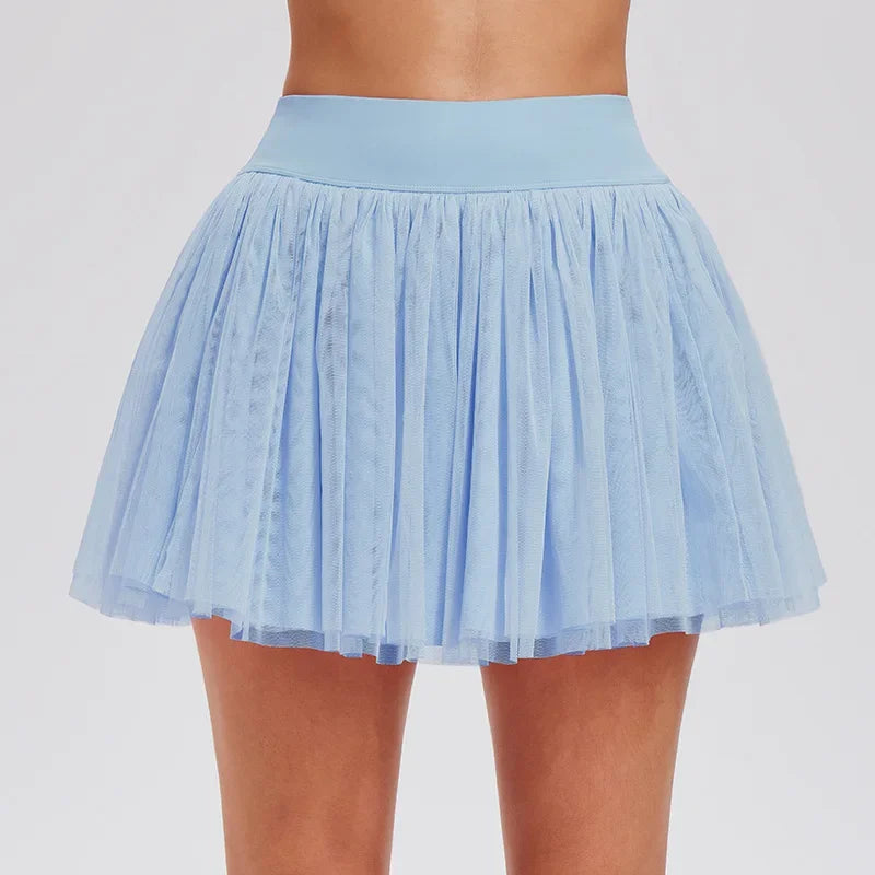 Puffy Tennis Skirt Quick Dry High Waist Tutu Badminton Skort With Pocket