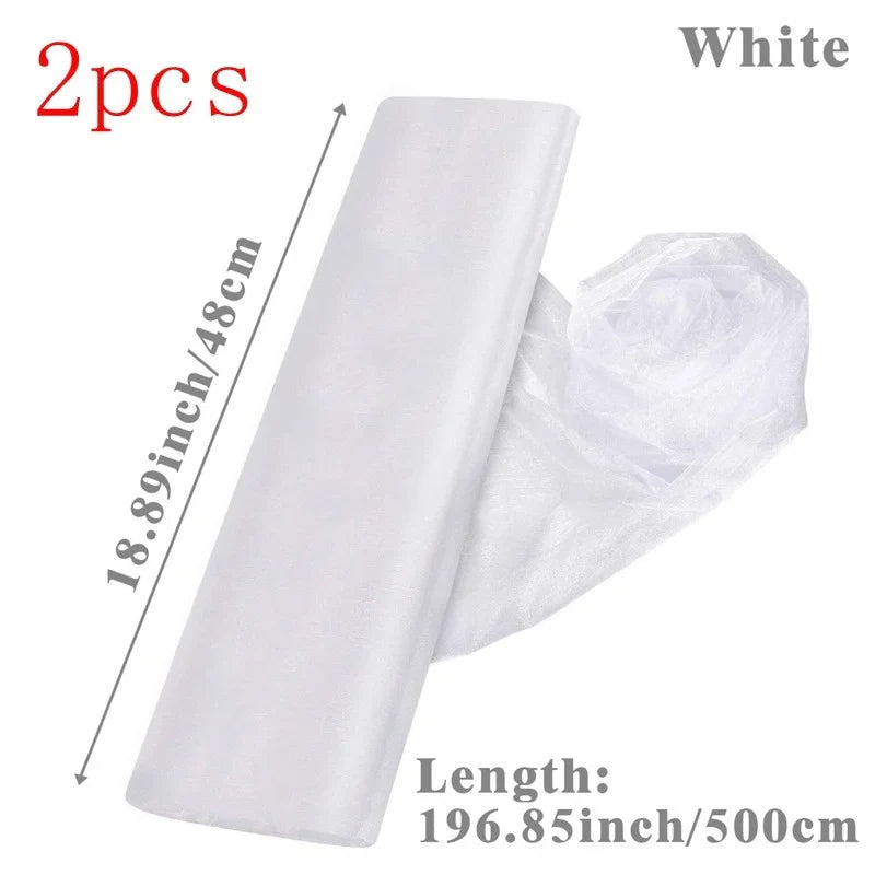 Perfecsy White Wedding Decoration Tulle Roll Crystal Organza Sheer Fabric For Wedding Birthday Party Backdrop Weeding Chair S