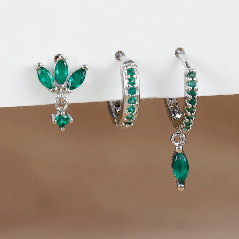 SORI STYLE 3PCS Horse Eye Zircon Stud Earrings — product on model