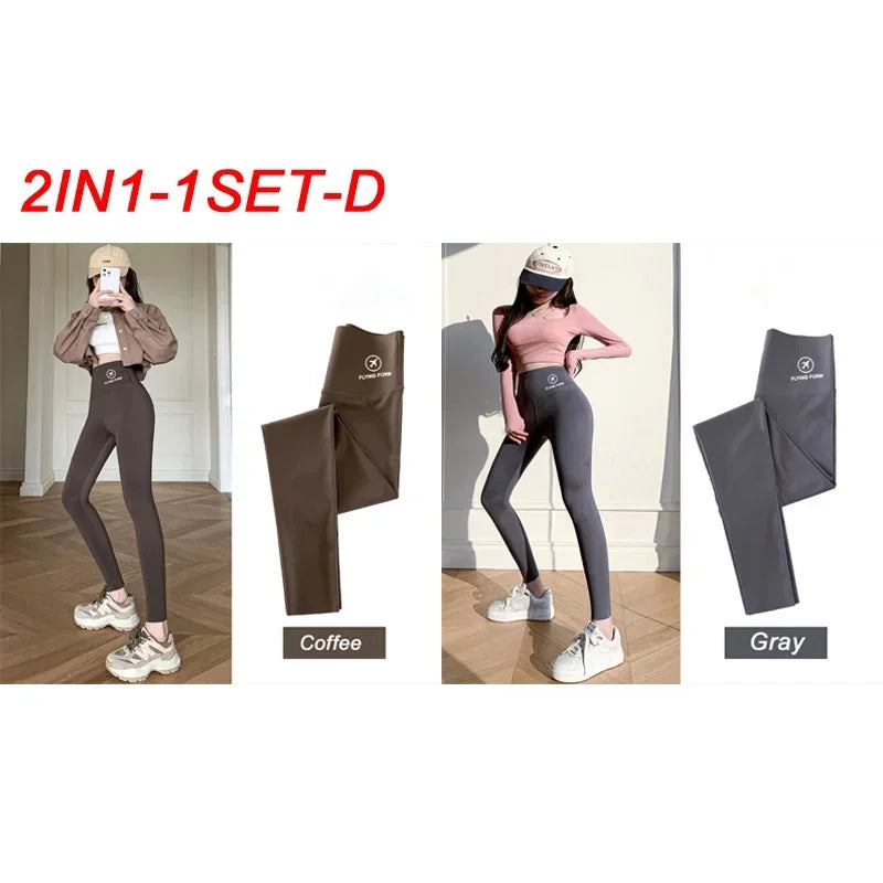 M-XL Shark pants women wear spring  autumn winter thin high-waisted belly lift hip yoga tights small feet black leggings