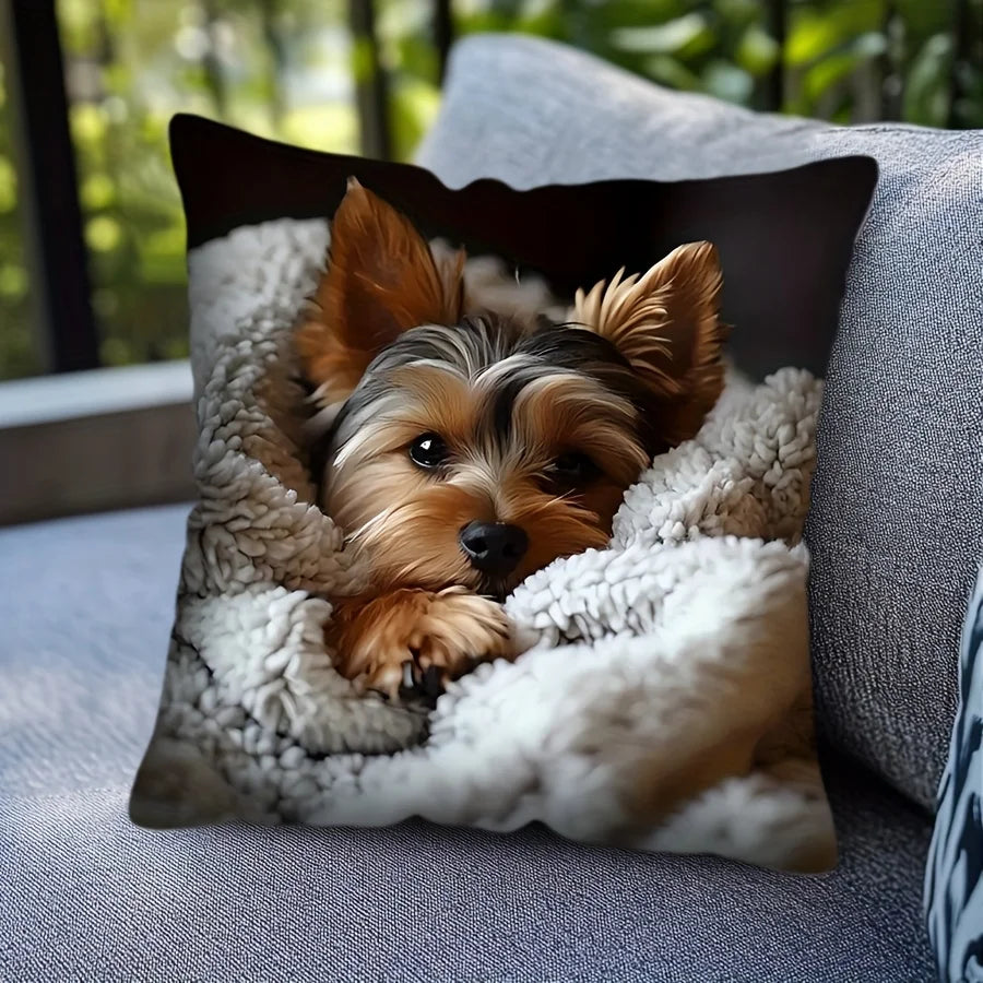 Perfecsy VIKAMA Adorable Puppy Print Decorative Pillowcase, Multi-Size Pillow for Living Room, Office, and Bedroom Home Decor