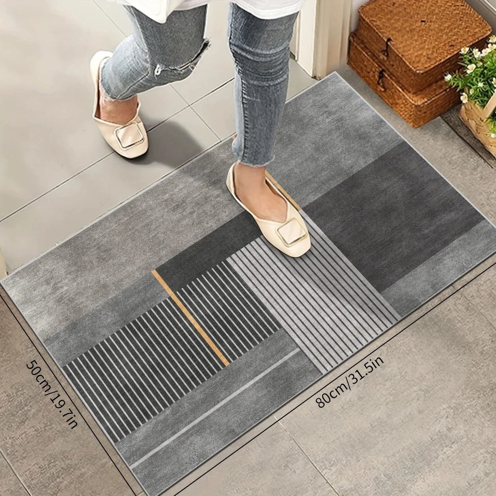Perfecsy VIKAMA Minimalist Geometric Rugs Ideal For Hallways, Kitchen Mats, And Entrance Hall Doormats Durable And Easy-Care 