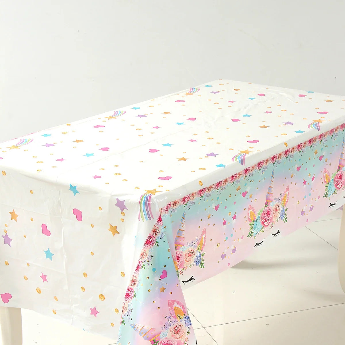 Perfecsy Unicorn Party Disposable Tablecloth Unicorn Birthday Party Decoration Girl Disposable Tableware Tablecloth Girls Bab