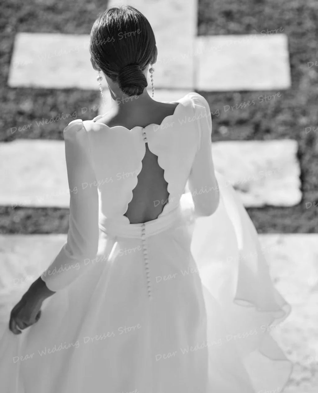 Envy NYC Envy NYC A Line Boat Neck Bridal Gown — construction detail