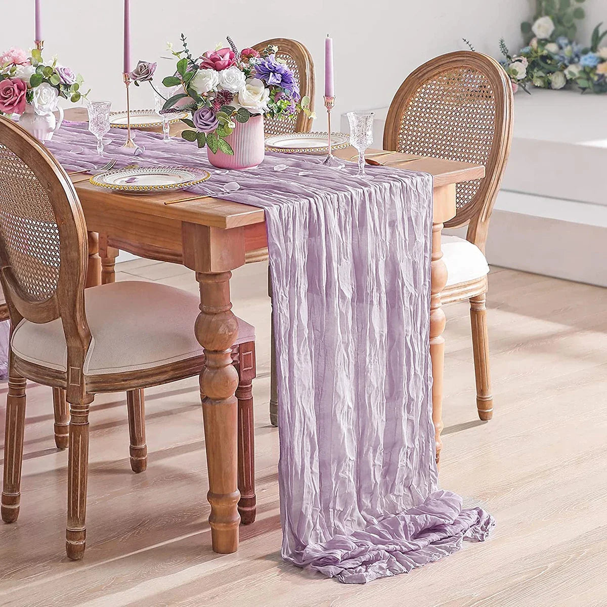 Perfecsy Semi-Sheer Gauze Table Runner Sage Cheesecloth Table Setting Dining Vintage Wedding Party Christmas Banquets Arches 