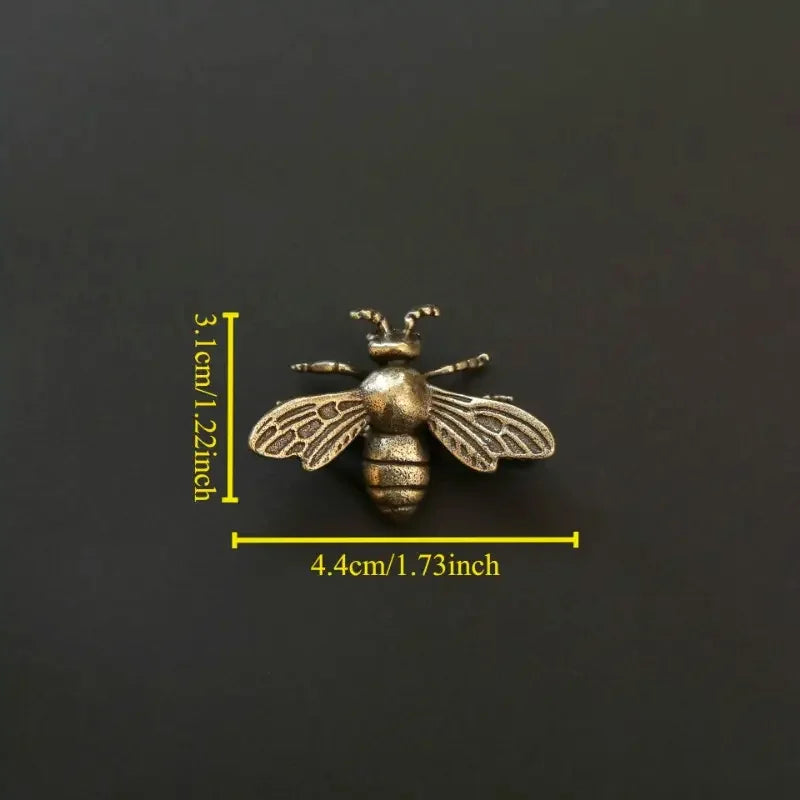 Perfecsy Vintage Brass 1pc/3pcs Mini Bee Collectible Figurines - Handmade Antique Desk Decorations - Ideal Gift for Home Offi