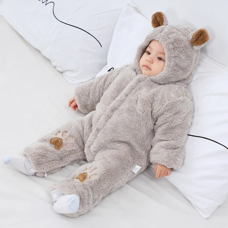 SORI STYLE Winter Hooded Baby Romper with Cute Ears — main product shot