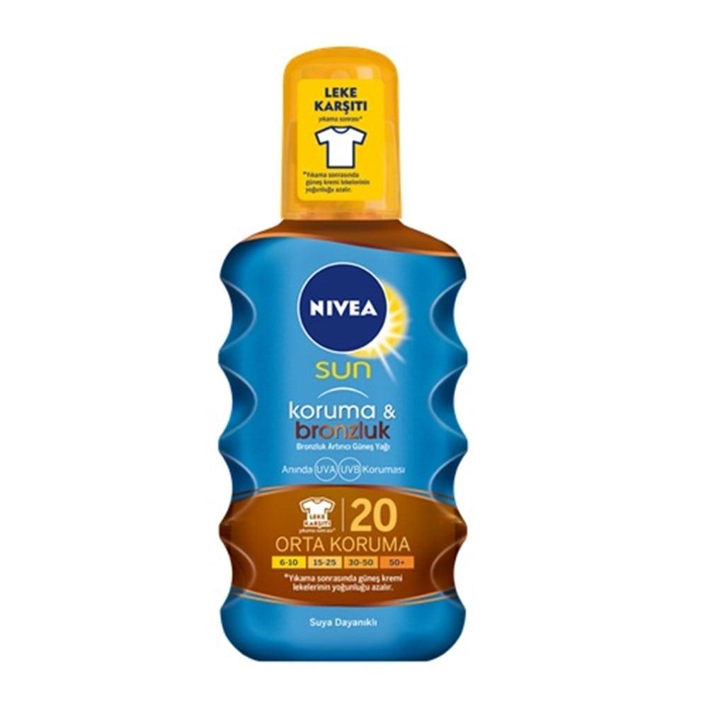 Nivea Sun: SPF 20 Tanning Oil - UVA/UVB Protection, Natural Bronze, Normal Skin - Bronzing Sun Oil, Sunscreen, 200ml / 6.76 fl oz