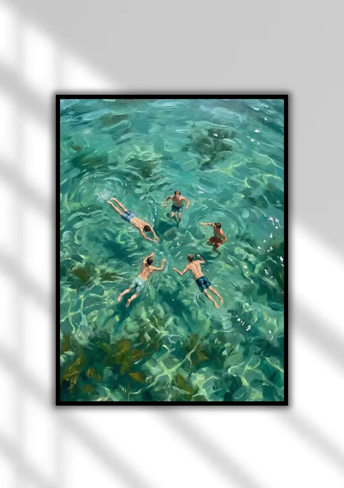 Perfecsy Swimming in Green Abstract Print | Vintage Retro Wall Art | Minimalist Green Holiday Decor | Digital Art Gift | Inst