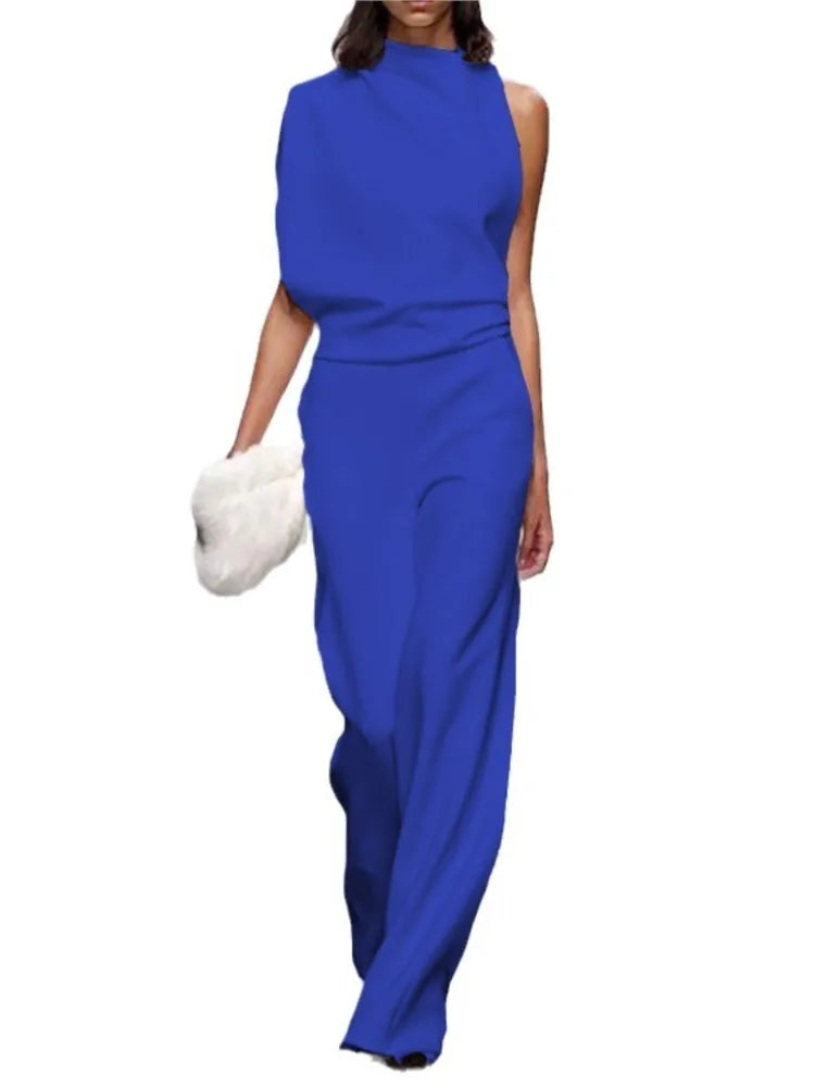 Envy NYC Envy NYC Summer Sleeveless Collar Jumpsuit — lifestyle worn / used context